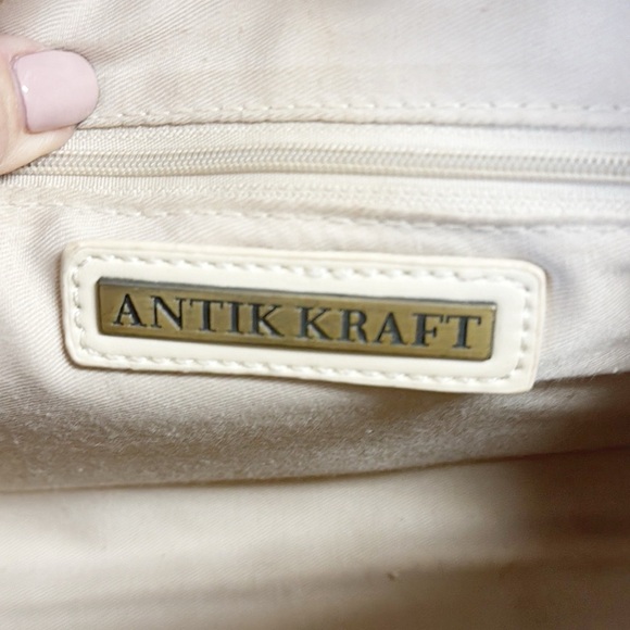 ANTIK KRAFT Cream Braided Crossbody Bag Faux Leather With Adjustable Strap - Picture 8 of 9